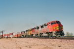 Santa Fe GP60M #162 leads an eastbound doublestack in the early morning 